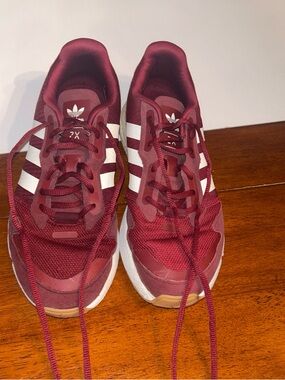 adidas Maroon Athletic Sneakers with White Stripes